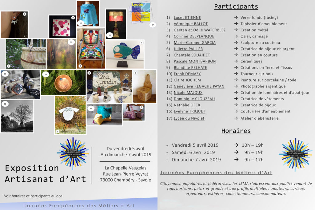 Flyer des journées européennes des métiers d'art