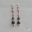 Boucles d'oreilles "Ravenne" en Oeil de faucon, quartz fumé et corail