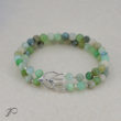 Harmonie des verts de perles de Chrysoprases pour ce bracelet double rang