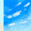 Carte postale "Énergie 5" au ciel bleu avec petits nuages - recto