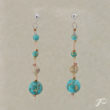 Boucles d'oreilles longues en pierres fines d'Opale africaine, Jaspe et soie : "Capri"